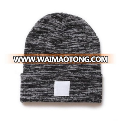 Hot Sale Beanie Cheap Price leather patch Knitted Beanie Hats Caps