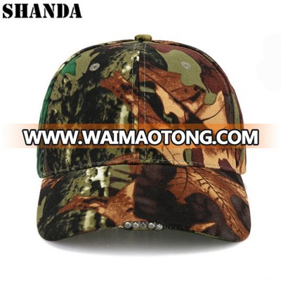 Factory High Quality Camouflage Baseball Cap Led Light Camo Fishing Cap