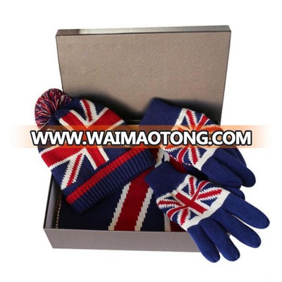 Brand customization gloves beanie hat suit cold-proof knit hat