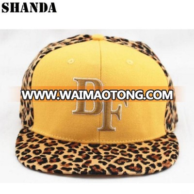 Custom cotton 3d embroidery leopard hat snapback