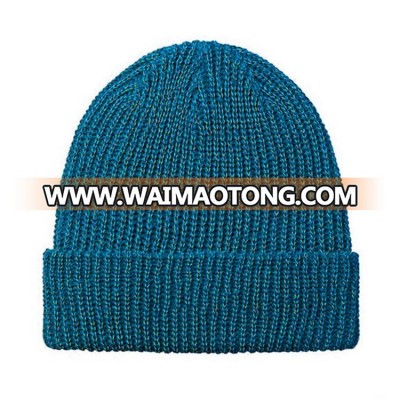 100% Acrylic Custom Tag Knitted Cuff Rib Plain Winter Hat