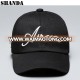 Hot sale metal buckle text embroidery logo curve brim custom twill cotton black dad hat 6 panel baseball caps