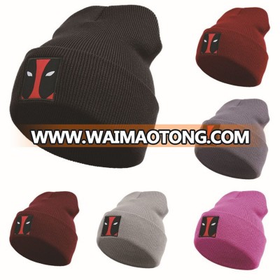 embroidery patch beanie/OEM embroidery 100% acrylic beanies/Knitted OEM Beanie Hat