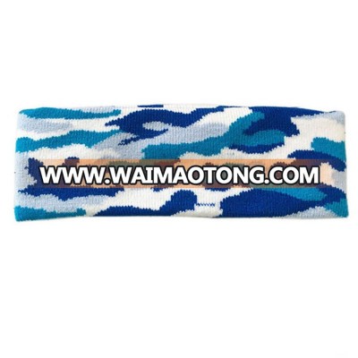 Fashion cheap knit sports headwear custom camo headband