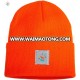 Custom OEM cuff beanie hat promotional beanies winter knitted hat unisex orange crochet cap watch hat