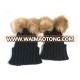 Hot Selling 12 Colors Available 2Pcs Set Parent Child Hat Mommy and Me Cable Knit Beanie With Two Pompom