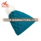 4277 new 2019 white knitted diamond pattern custom beanie pom pom fashion hat for winter caps hats women