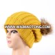 2018 New In Stock Vintage Style Thick Knit Faux Fur Ball Beanie Hat for Both Men and Women